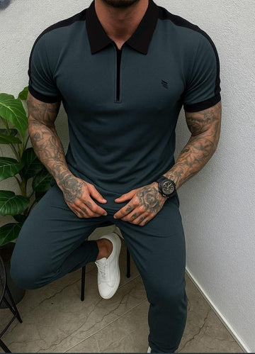 Contrast collar Stripe Zip style Tracksuit