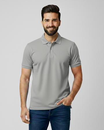 Men’s Silver Premium Half Sleeve Polo T-Shirt
