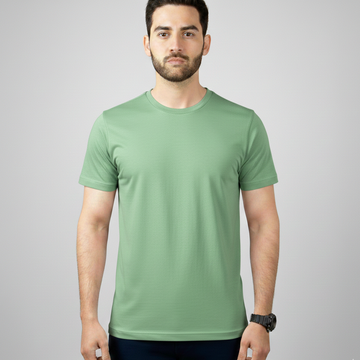 Light Green Simple Plain T-Shirt For Mens