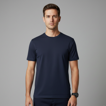 Navy Blue Simple Plain T-Shirt For Mens