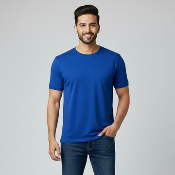 Royal Blue Simple Plain T-Shirt For Mens