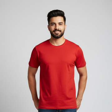 Red Simple Plain T-Shirt For Mens