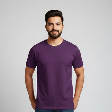 Purple Simple Plain T-Shirt For Mens