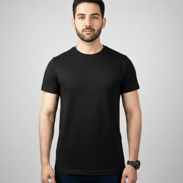 Black Simple Plain T-Shirt For Mens