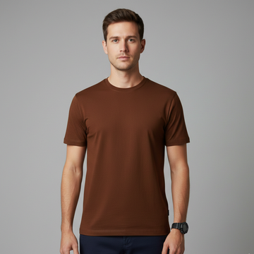 Brown Simple Plain T-Shirt For Mens