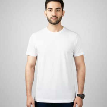White Simple Plain T-Shirt For Mens