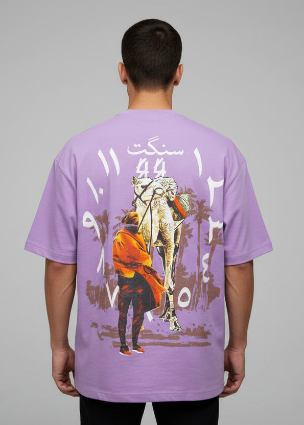 Men’s Lavender Desert Heritage Graphic Tee – Premium Oversized Streetwear