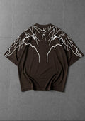Flat lay of oversized graphic t-shirt showcasing premium quality design