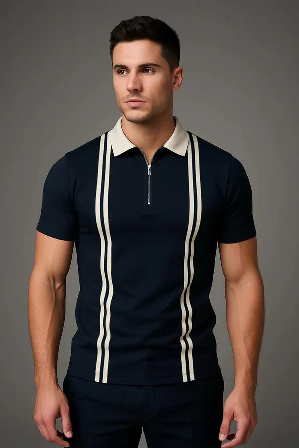 Zip Style Polo - Navy Blue