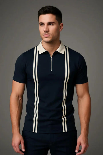 Zip Style Polo - Navy Blue