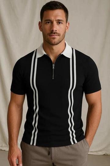 Zip Style Polo - Black