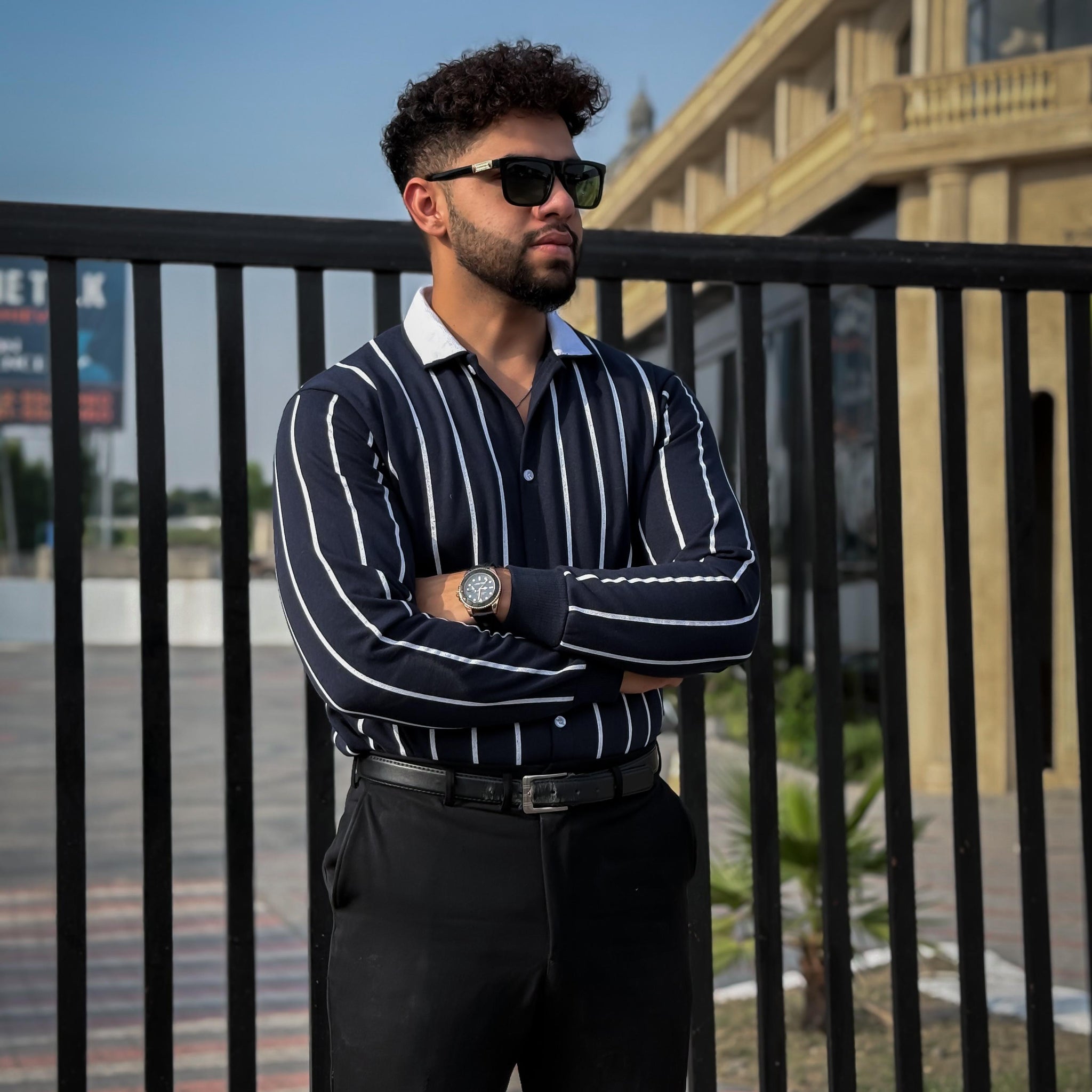 Old Money Stripe Printed Polo Shirt For Mens Boys