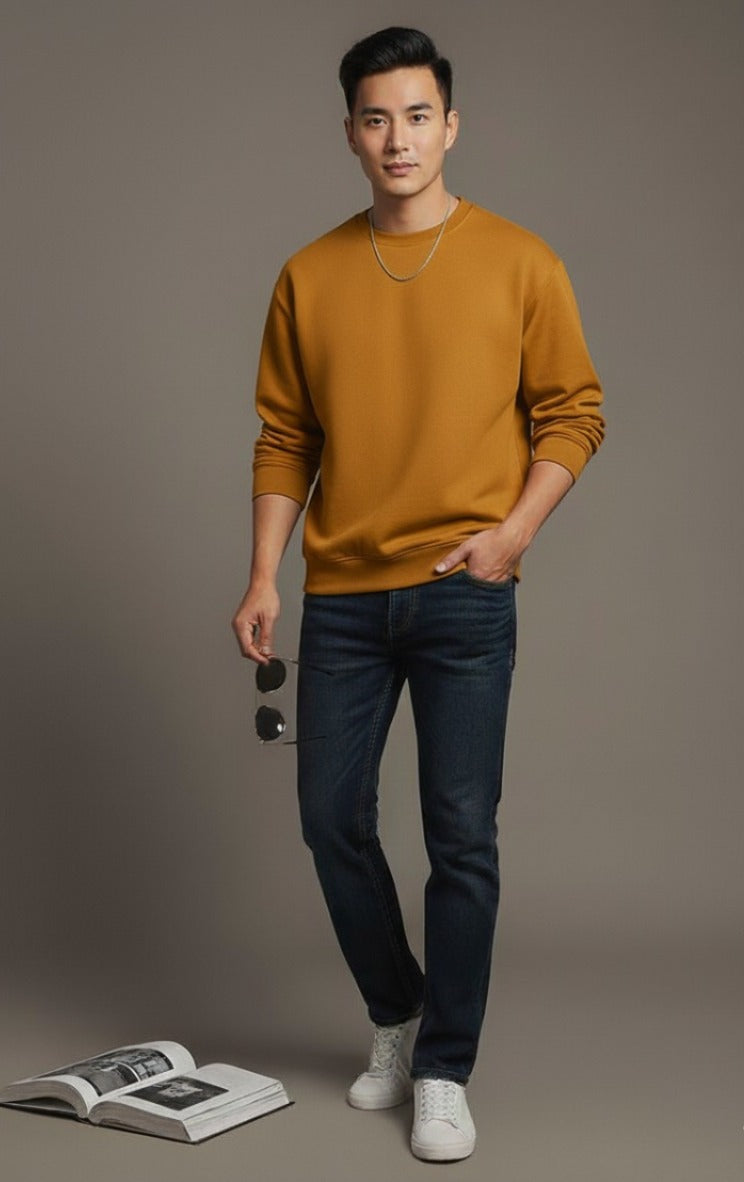 Men's Musturd Plain Sweatshirt