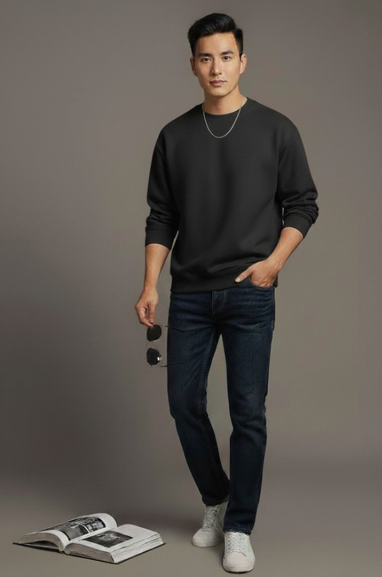 Men's DarkGrey Plain Sweatshirt