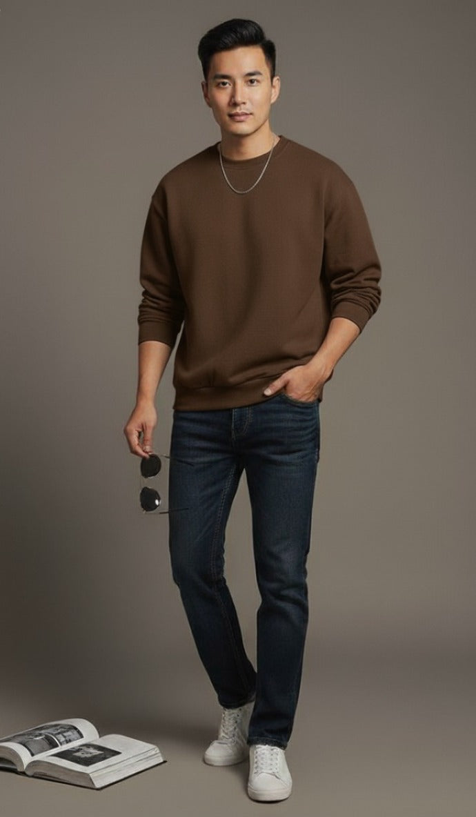 Men's Brown Plain Sweatshirt
