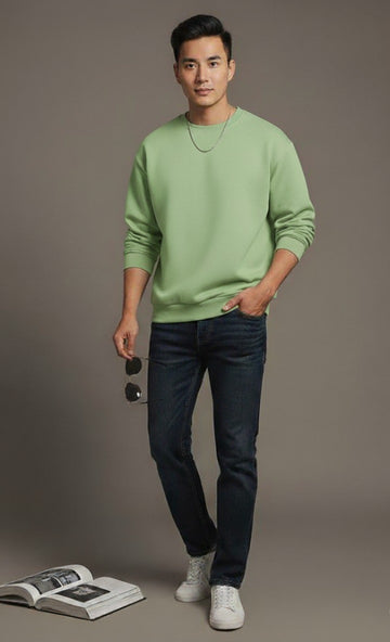 Men's Light Green Plain Sweatshirt