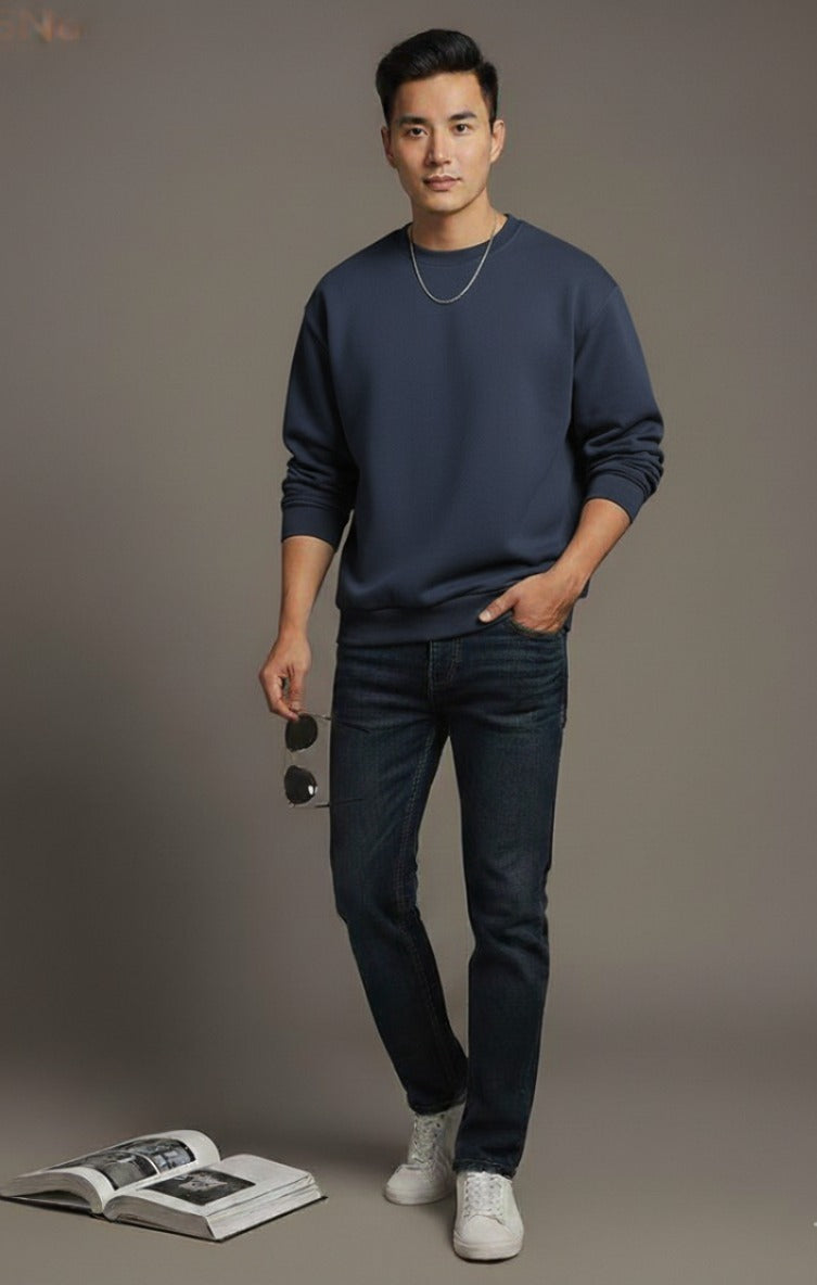 Men's Navy Plain Sweatshirt
