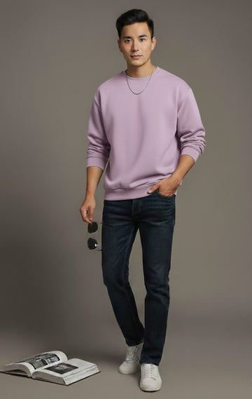 Men's Light Purple Plain Sweatshirt