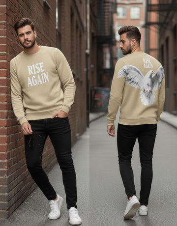 Rise Again Printed Sweatshirt Beige
