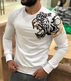 Men's Tiger Print Winter Sweatshirt