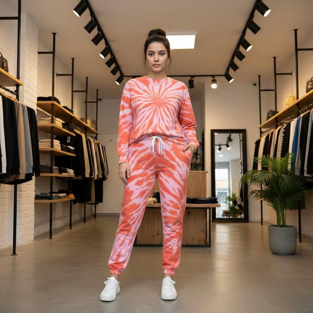 Unisex Tie & Dye Tracksuit sweatshirt & Trouser - Peach