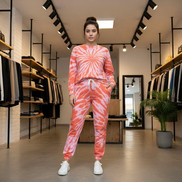 Unisex Tie & Dye Tracksuit sweatshirt & Trouser - Peach