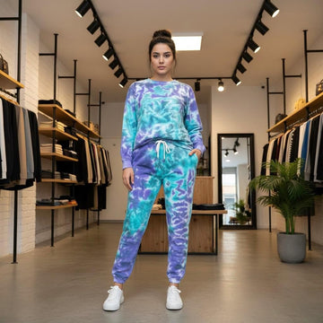 Unisex Tie & Dye Tracksuit sweatshirt & Trouser - Blue n purple