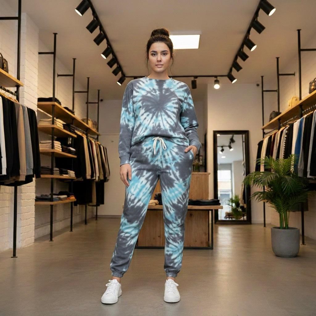 Unisex Tie & Dye Tracksuit sweatshirt & Trouser - Blue n dark