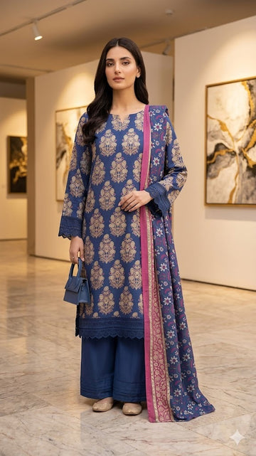 Keyseria By jaffrani 3pcs unstiched Lawn Printed