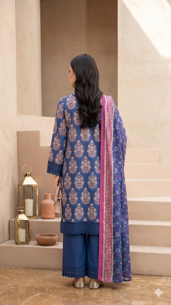 Keyseria By jaffrani 3pcs unstiched Lawn Printed