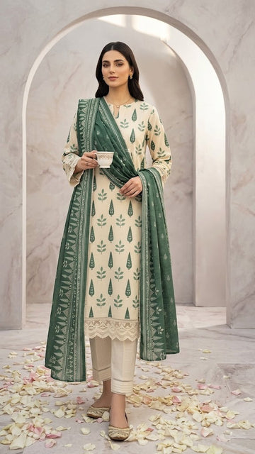 Nishat Linen 3PC Unstitched Lawn Suit – Premium Summer Printed Collection