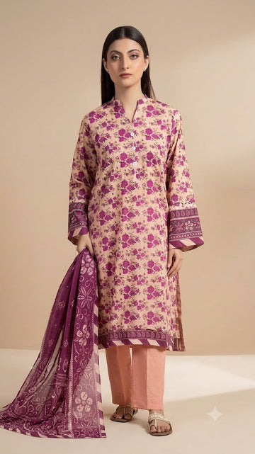 Zellbury Unstitched Printed Lawn 3 Piece Suit