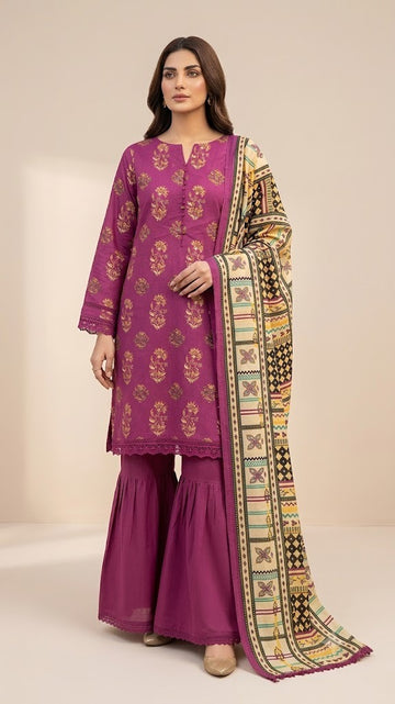 Beechtree Unstitched Printed Lawn 3 Piece Suit