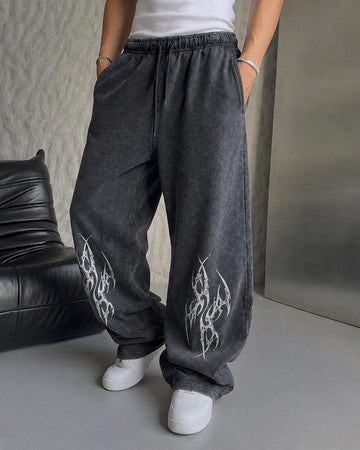 Acid Wash Tribal Printed Baggy trousers